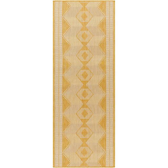 Long Beach Outdoor Safe Boho Stripe Area Rug - Yellow - 2'7" x 7'3"