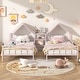 preview thumbnail 18 of 28, Metal Double Twin Size Platform Bed with House-shaped Headboard and Built-in Nightstand, White