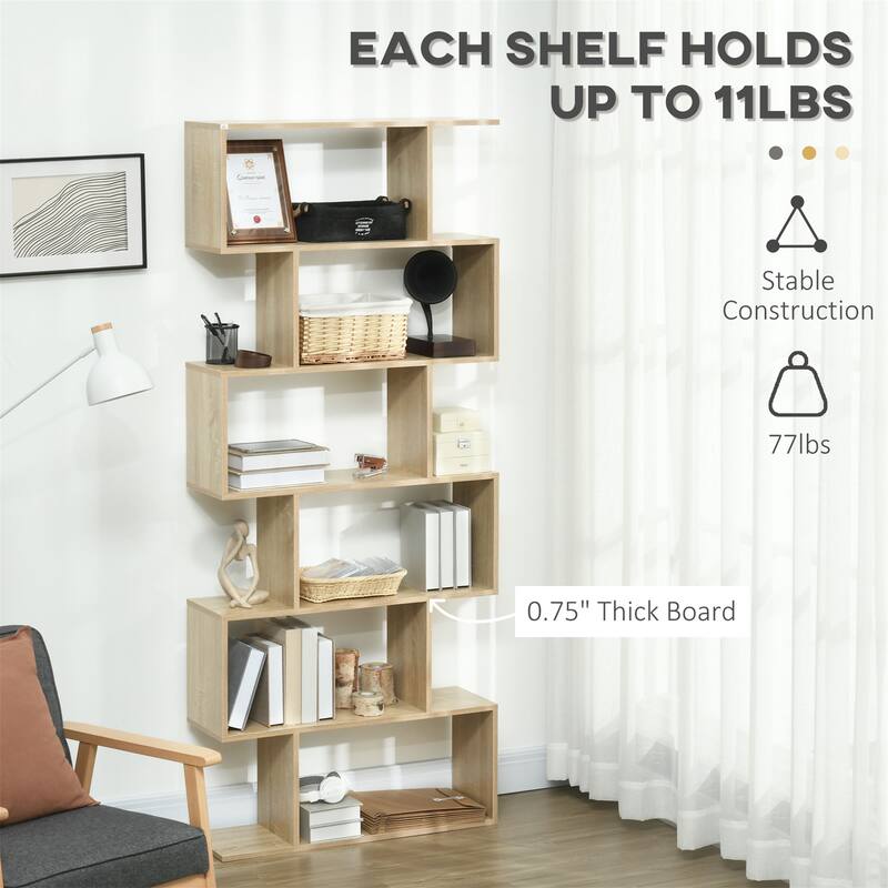 6 Shelf S-Shaped Bookshelf
