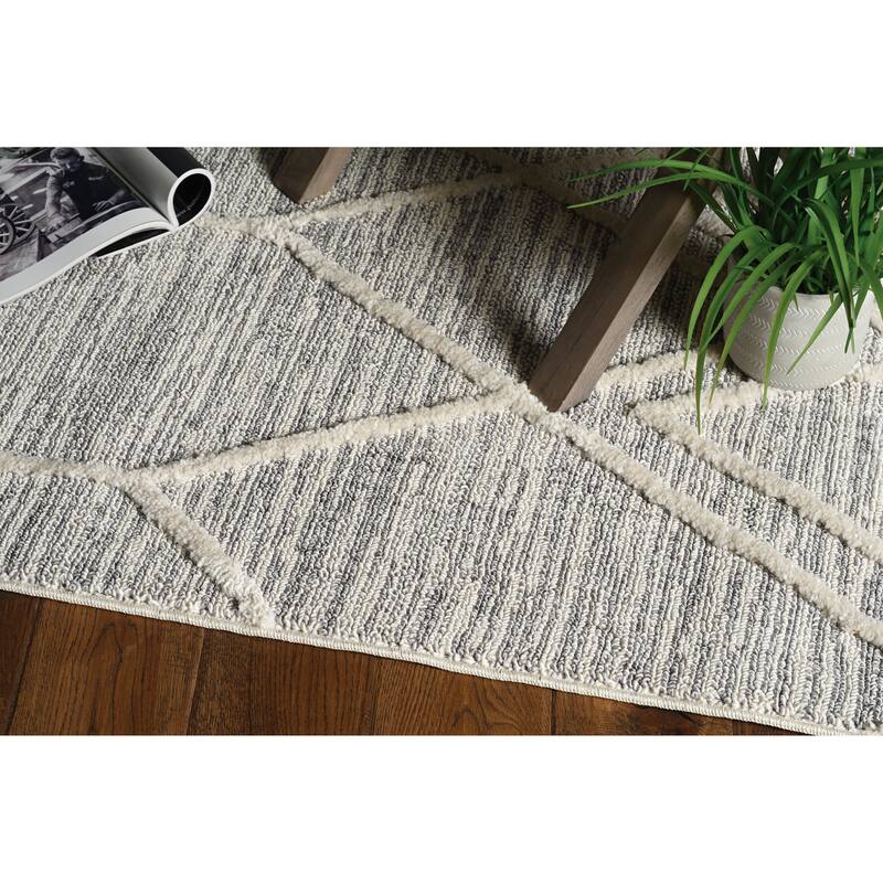 The Gray Barn Courtenay Textured Abstract Boho Rug with Fringe