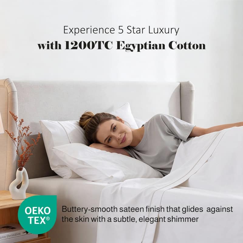 Blue Nile Mills 1200 Thread Count Egyptian Cotton Deep Pocket Sheet Set