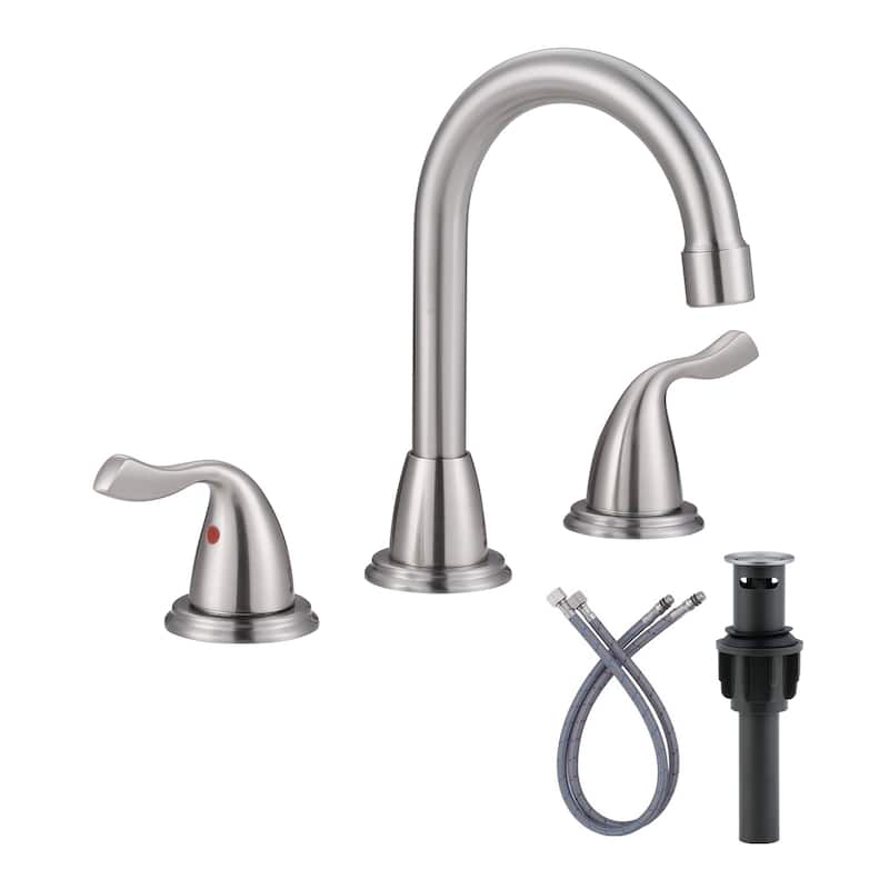 WOWOW 8 Inch Widespread Bathroom Faucet in Morden - Brushed Nickel