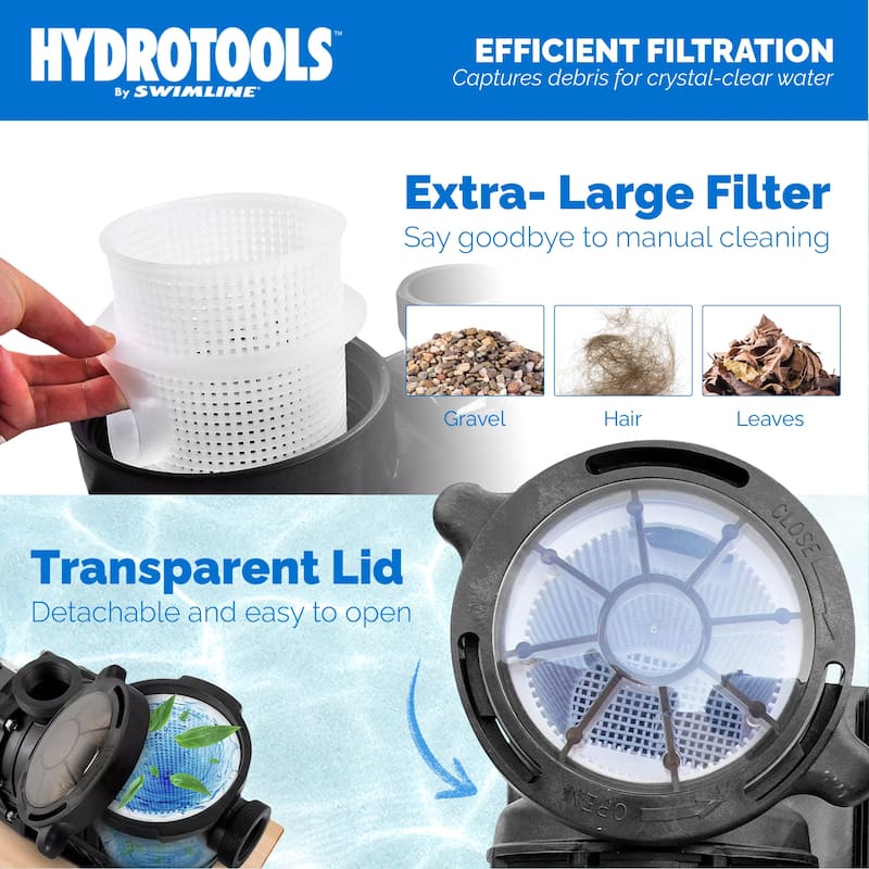 Swimline HydroTools Hydro Flo 1.5 HP 5820 GPH 2 Speed Horizontal Discharge Pump - 25