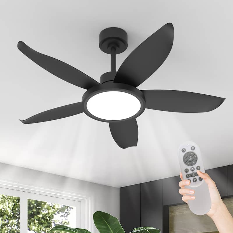 42-inch Eye-Protecting Light Source Walnut-Coloured Fan Blades High Airflow Plug-and-Play Fan Blades ABS Ceiling Fan Light