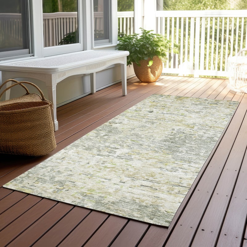Machine Washable Indoor/ Outdoor Abstract Modern Chantille Rug