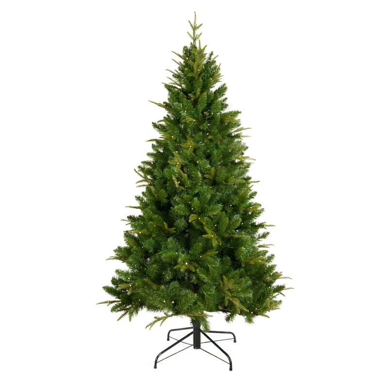 6-FT Artificial Christmas Tree with 1079 Tips,260LED, Unlit Hinged Spruce PVC/PE Xmas Tree for Indoor Outdoor, Green - GREEN