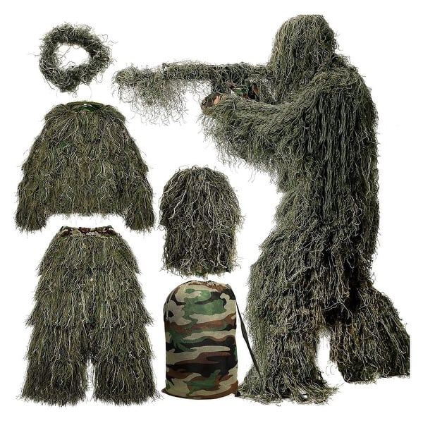 slide 2 of 7, DoCred 5 in 1 Ghillie Suit, 3D Camouflage Hunting Apparel M/L
