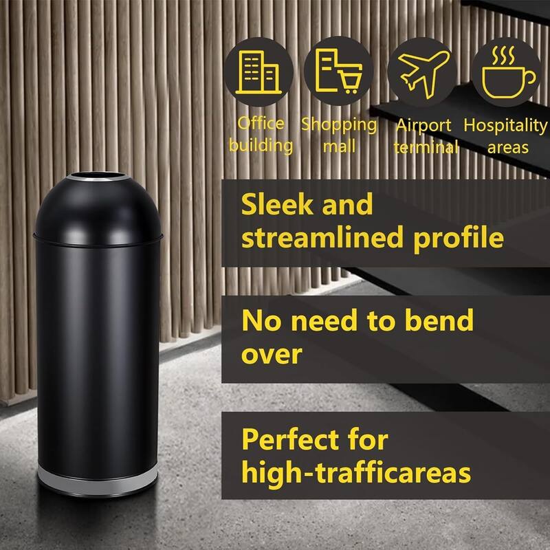 65L/17Gal Open Top Stainless Steel Trash Can