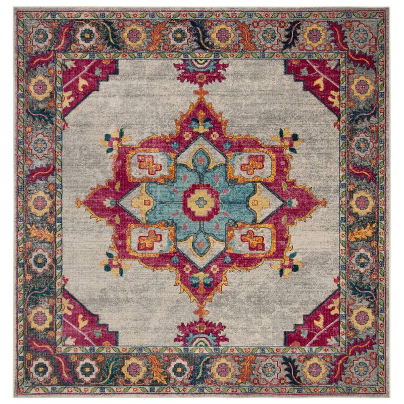 SAFAVIEH Merlot Loree Boho Oriental Rug - 6'7" Square - Cream/Multi