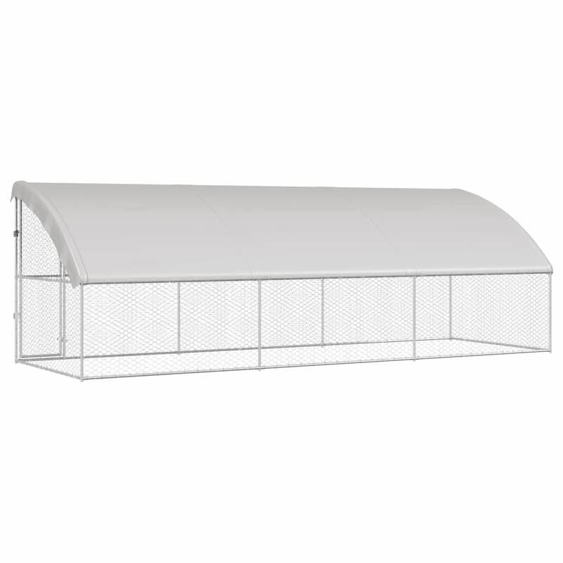 vidaXL Dog Kennel 2 pcs Silver Steel
