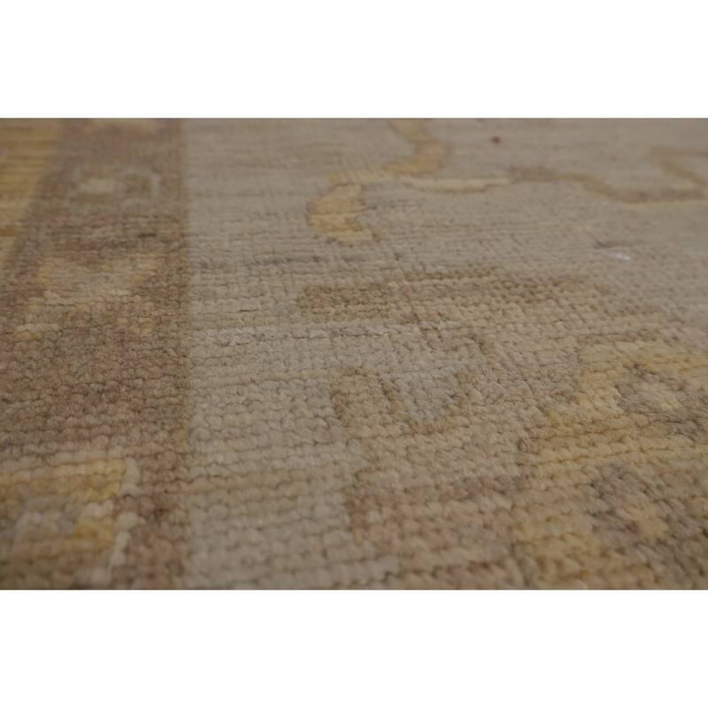 Hand Knotted Oriental 100% Wool Carpet Transitional All-Over Yellow & Gold Oushak Area Rug - 13' 6'' X 9' 10''