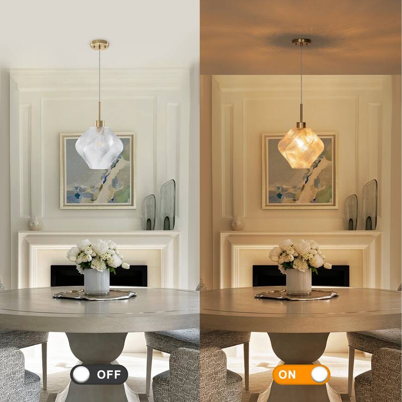 Modern Gold Kitchen Island Pendant Light with Clear Glass Shade - Dia.11.42-in