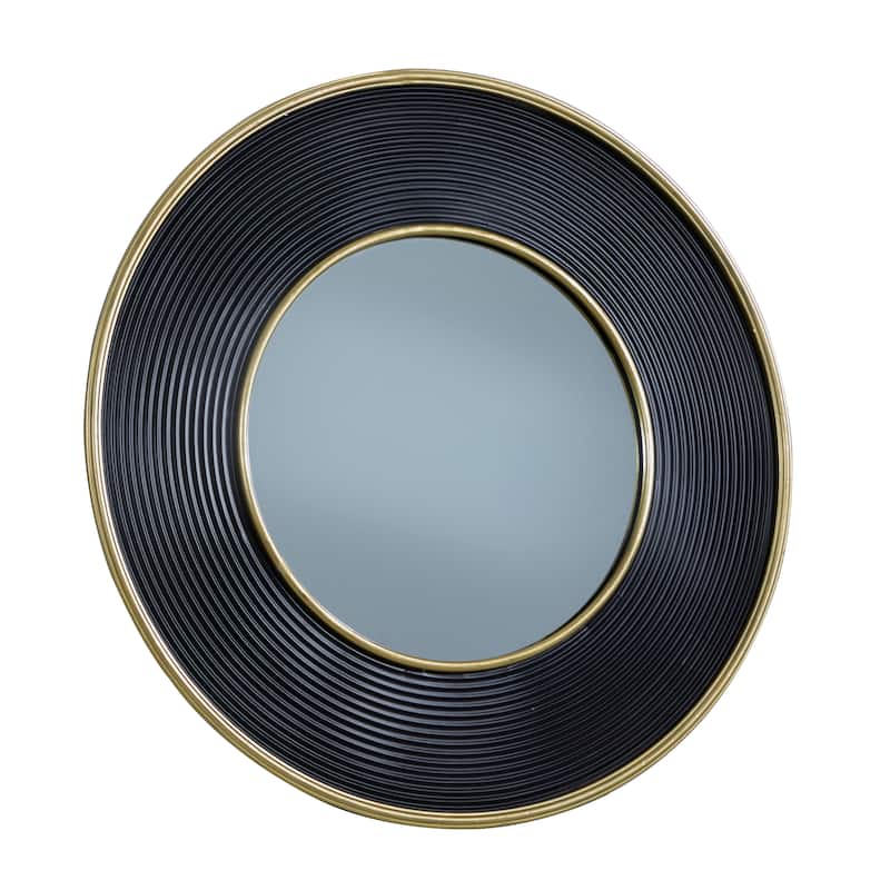 Metal Wall Mirror with Fluted Frame - Black - CosmoLiving by Cosmopolitan - 2"W x 35"L x 35"H