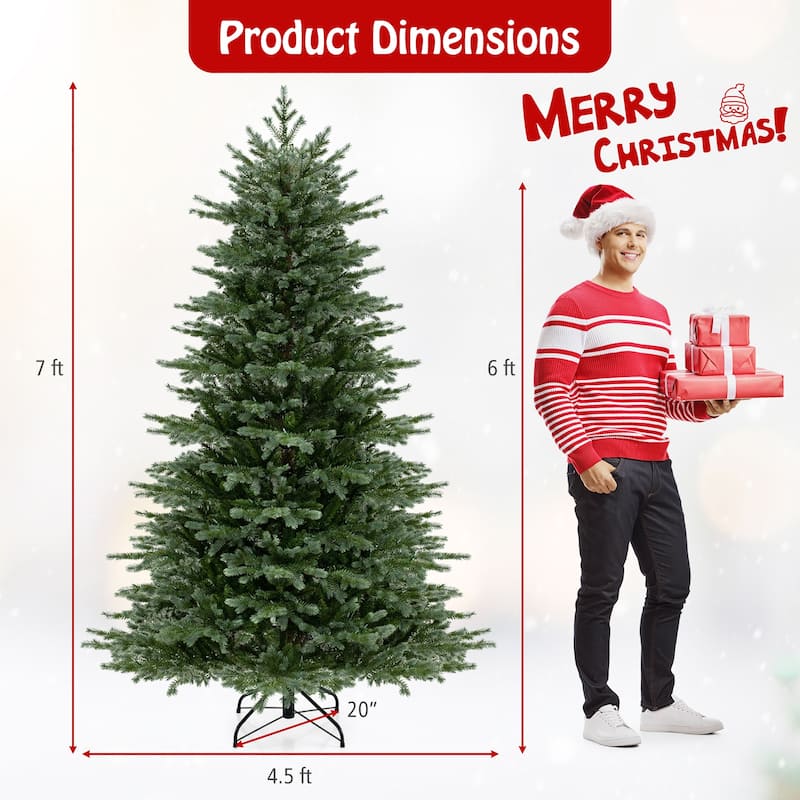 Gymax 5/6/7 FT Artificial Christmas Tree w/ 1426/2116/3156 Lush PVC &