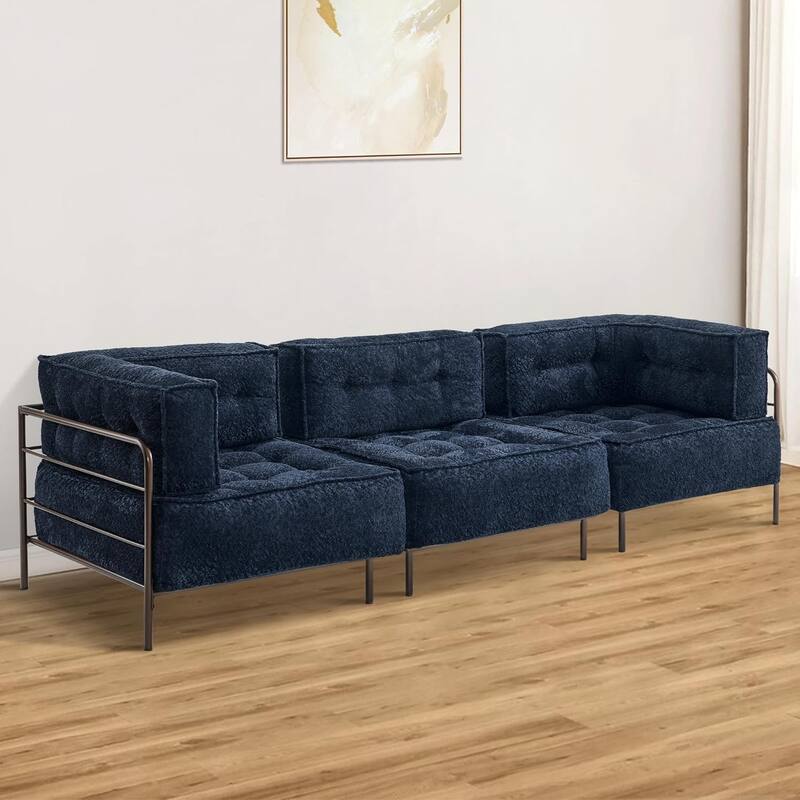MCombo Modular Sofa Couch with Removable Cushion, 3 Seaters Accent Sofa Chair