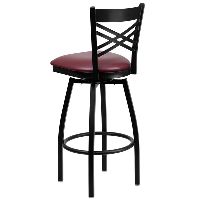 2 Pack ''X'' Back Swivel Metal Barstool - 16.5"W x 20.5"D x 44.5"H - 16.5"W x 20.5"D x 44.5"H