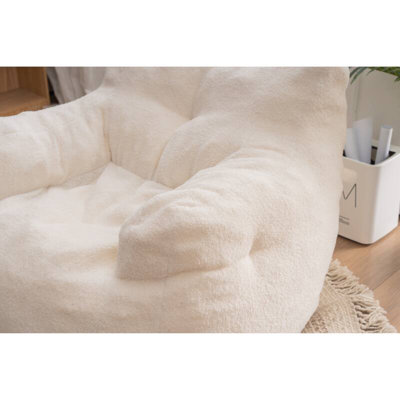 Soft Tufted Foam Bean Bag Chair With Teddy Fabric
