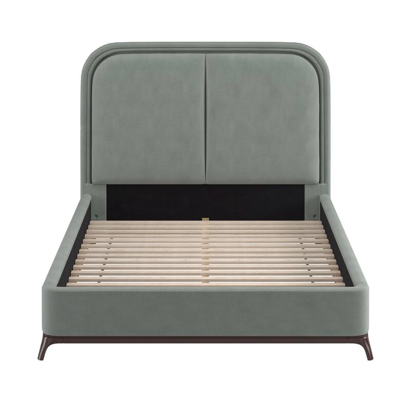 Tremont Curved LED Upholstered Platform Bed with Under-Bed Lighting by iNSPIRE Q Modern