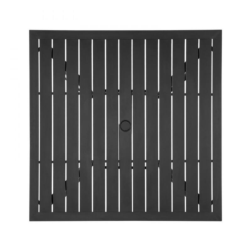 37" Black Square Patio Table with Umbrella Hole and Rust Resistant for Garden or Balcony - 37” x 37” x 29”