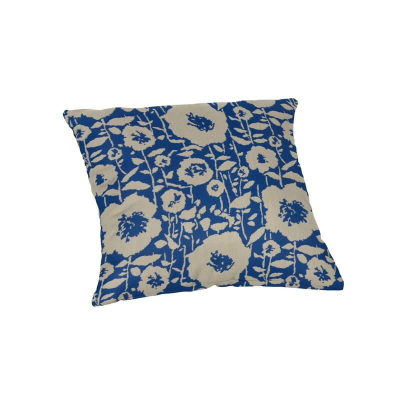 Casual Cushion Floral Sunbrella® Fabric 1-Piece Indoor/Outdoor Lumbar Pillow, Andy Cobalt - 20"W x 20"L