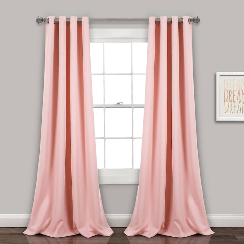 Lush Decor Insulated Grommet Blackout Curtain Panel Pair - 52"W x 84"L - Pink