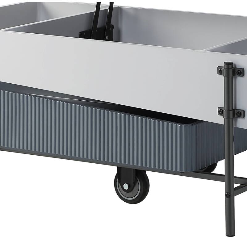 Grey and White High Gloss Coffee Table with Lift Top