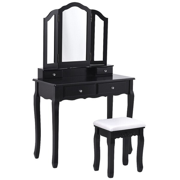 Shop Gymax Bedroom Tri Folding Mirror Vanity Makeup Table