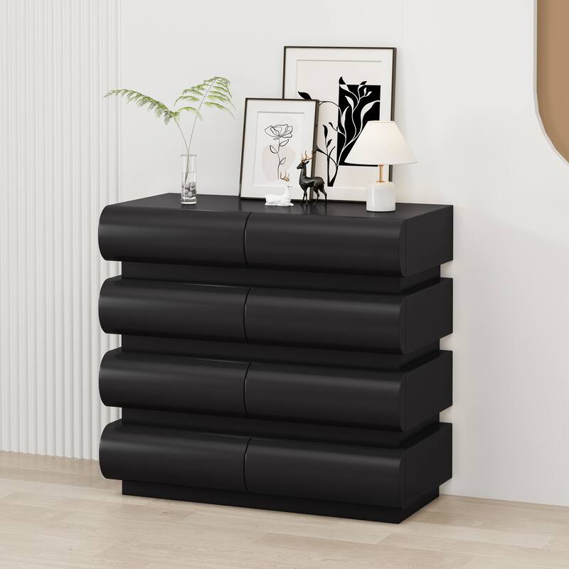 8-Drawer Dresser Nightstand Chest of Drawers Black File Cabinet