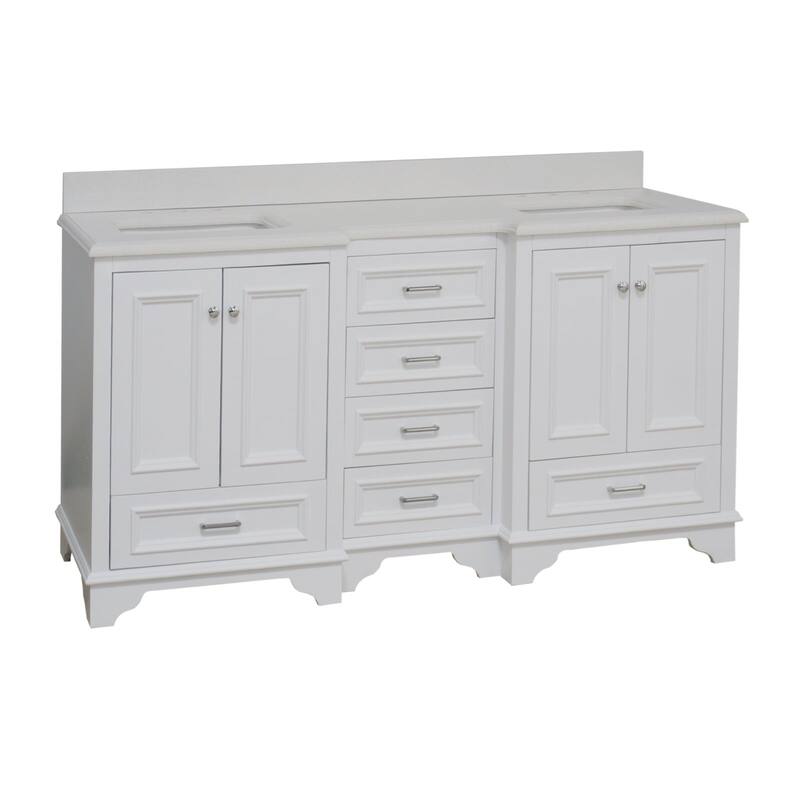 KitchenBathCollection Nantucket 72" Double Bathroom Vanity with Quartz Top