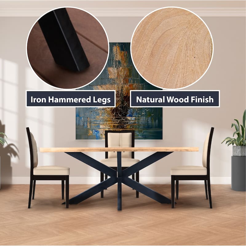 Modern 80" Mango Wood Dining Table with Striking Spider Legs