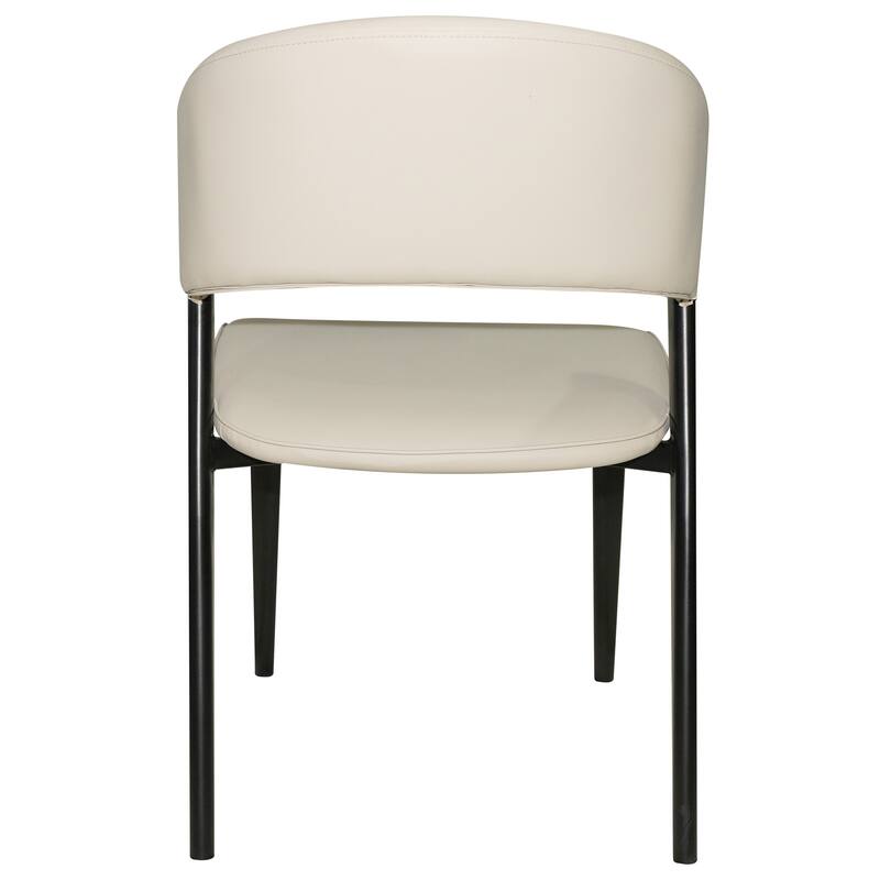 Modern Leather Dining Chair - Upholstered Accent Chair with Metal Legs, Curved Open Back & No Assembly - For Kitchen or Office