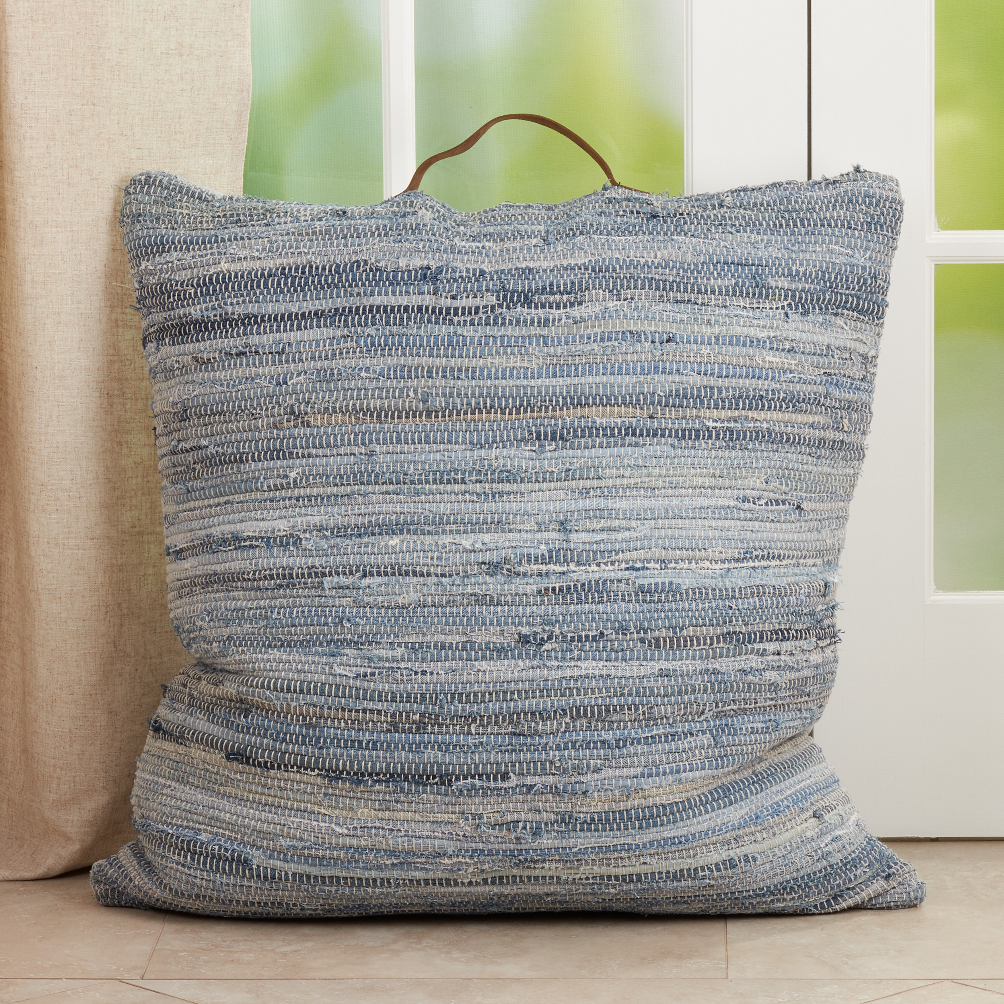 distressed denim throw pillow