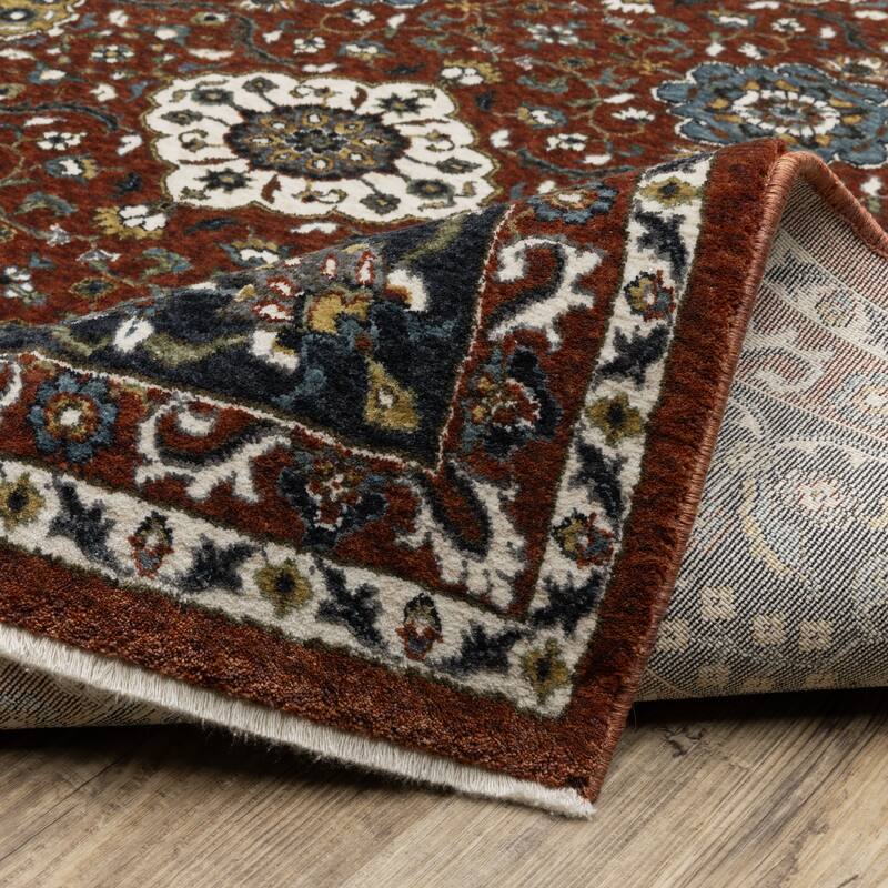 Style Haven Victoria Panel Medallions Red/ Navy Area Rug