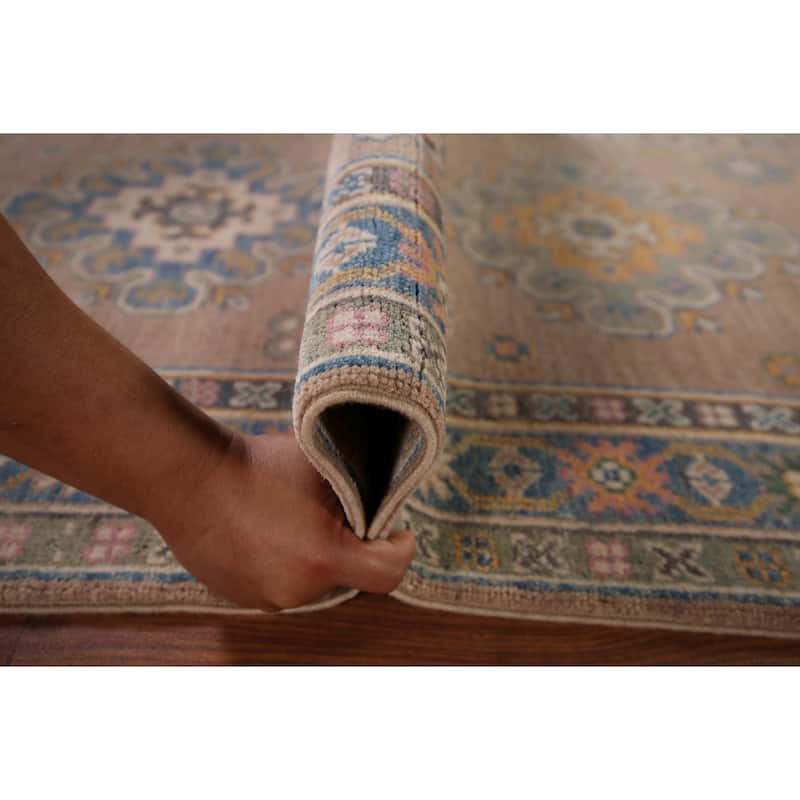 Traditional Brown Kazak Runner Rug Hand-Knotted Wool Carpet - 2'10" x 9'5"