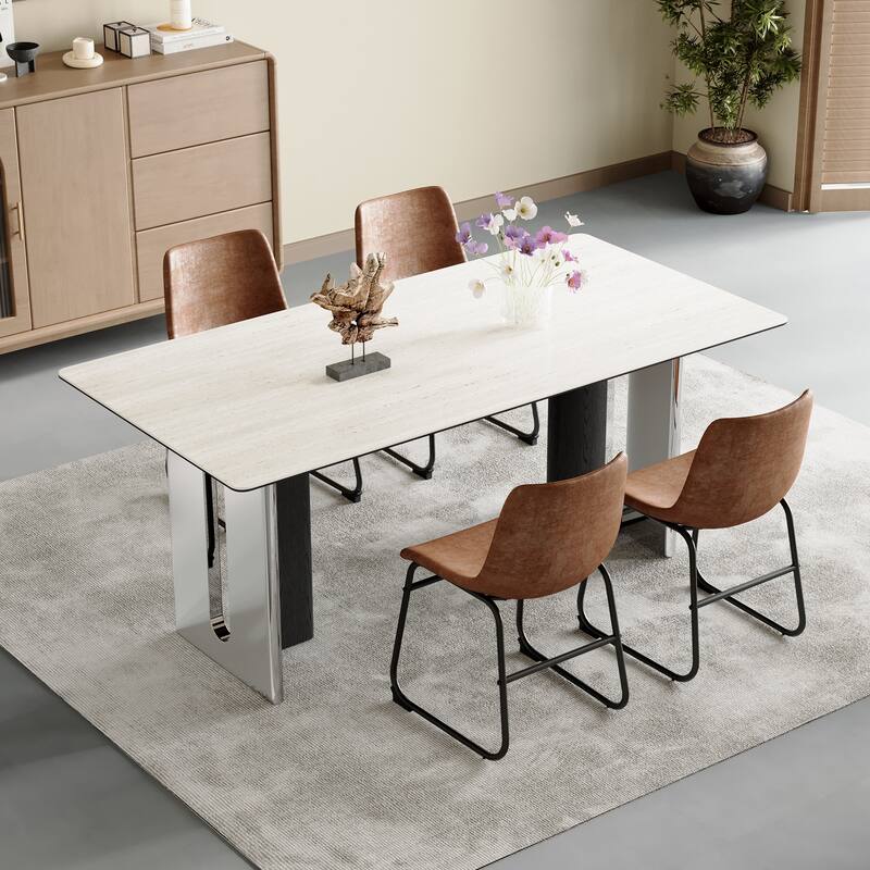 4Pcs Suede Dining Chairs, Bar Stools for Industrial and Vintage Style