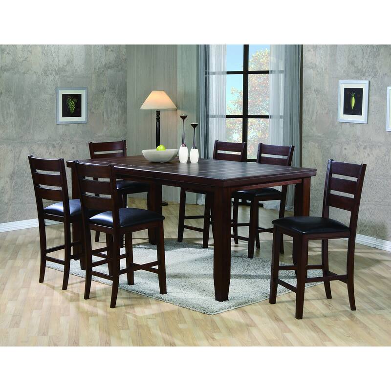 Contemporary Style Charcoal Finish Counter Height Dining Chair Bar Stool 2Pc Set Fabric Upholstery Wooden Furniture