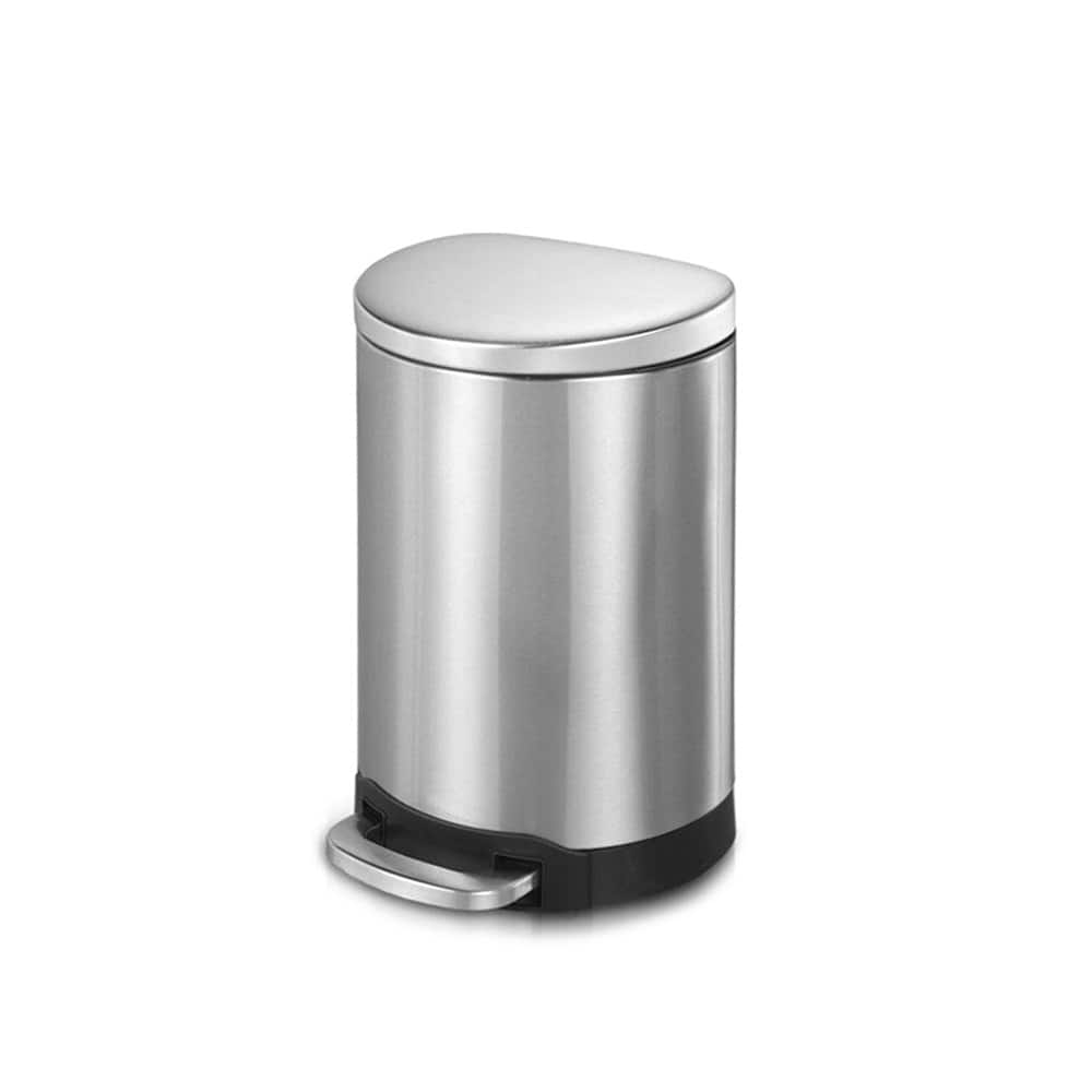 Innovaze 1.6 Gal./6 Liter Stainless Steel Semi-round Step-on Trash Can for Bathroom and Office