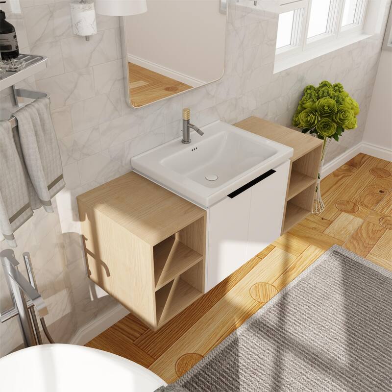 Beingnext 24"/36"/48"/60"/72"/84" Bathroom Vanity with Sink, Floating Bathroom Vanity with Soft Close Door and Shelf