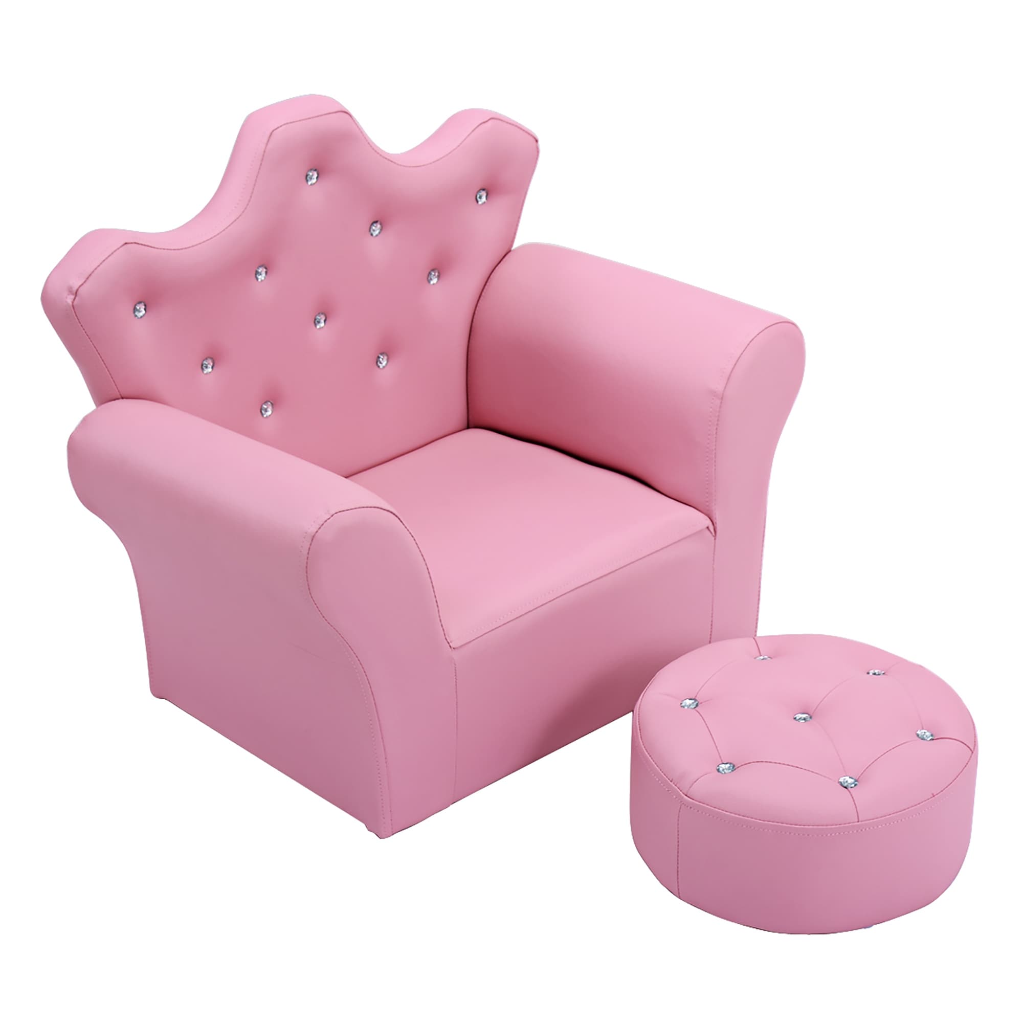 Details about   Kids Leather Princess Sofa with Embedded Crystal Upholstered Child Armchair Blue 