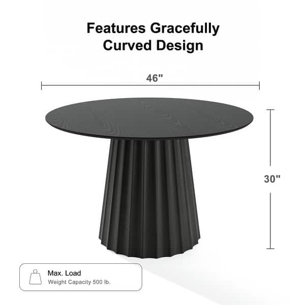 dimension image slide 3 of 10, Solid Wood Round Dining Table for 4-8 People Nordic style