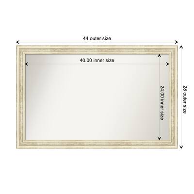 Country White Wash Framed Non-Beveled Custom Wall Mirror, Bathroom Vanity Mirror
