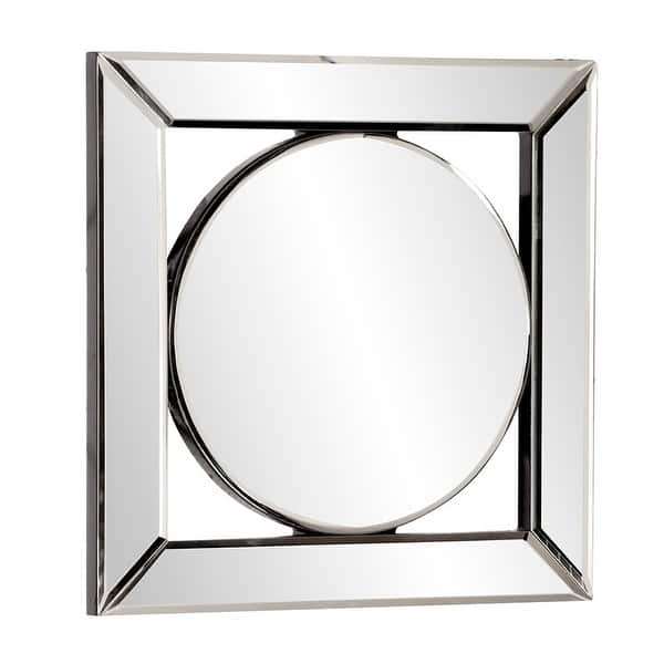 HomeRoots Square Mirror With Center Round Mirror Clear Bed Bath