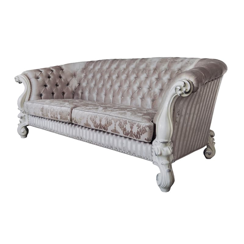 Calvert Ivory and Bone White Sofa with Oversized Scrolled Leg