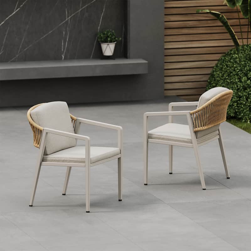 Oaklen All Weather Outdoor Patio Dining Chairs with Cushions (Set of 2) by Christopher Knight Home