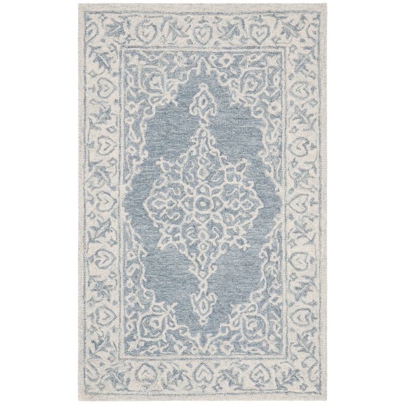 SAFAVIEH Handmade Micro-Loop Ruzana Wool Rug - 2'6" x 4' - Blue/Light Blue