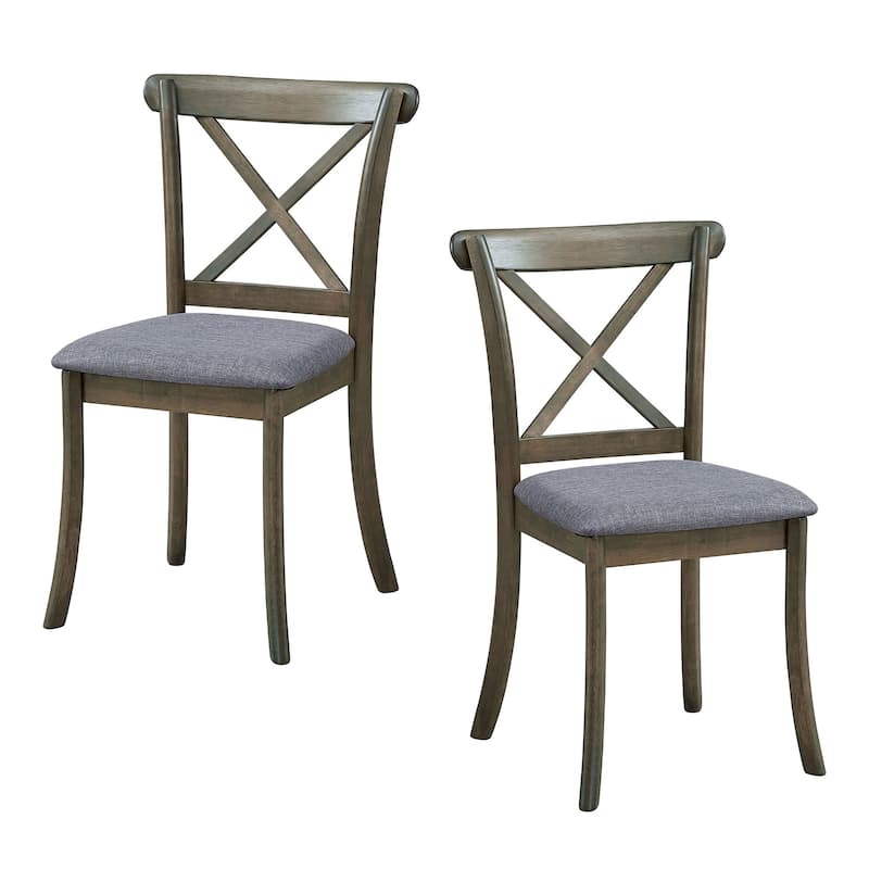 Wooden X Back Dining Chairs Set of 2, Modern Fabric Upholstered Kitchen Side 2PC Chairs