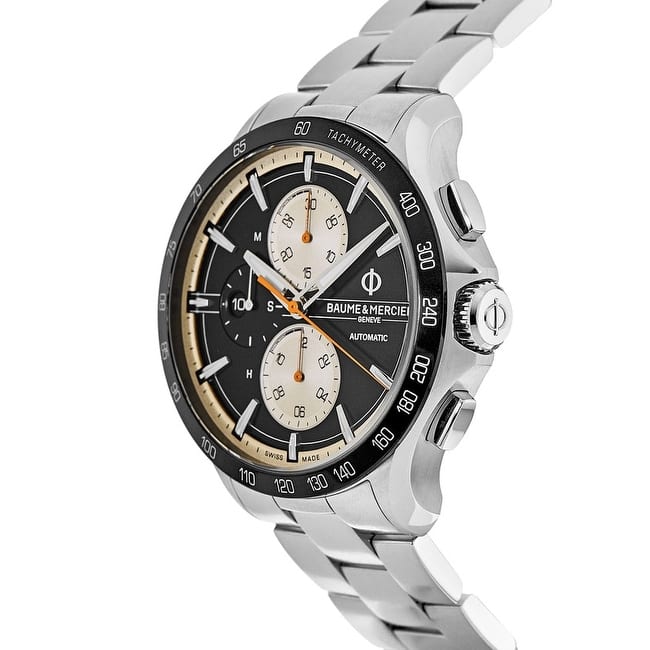 Baume and Mercier Clifton Club Automatic Chronogragh Men's Watch - Black Face, Stainless Steel Bracelet - Black Face, Stainless Steel Bracelet