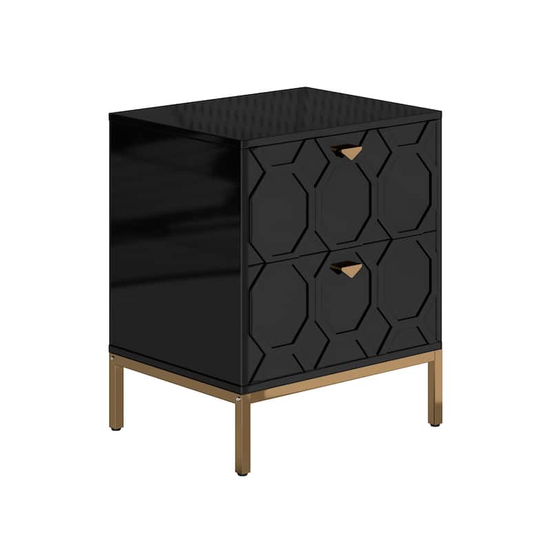 Clihome Wooden 2-Drawer Storage Nightstand