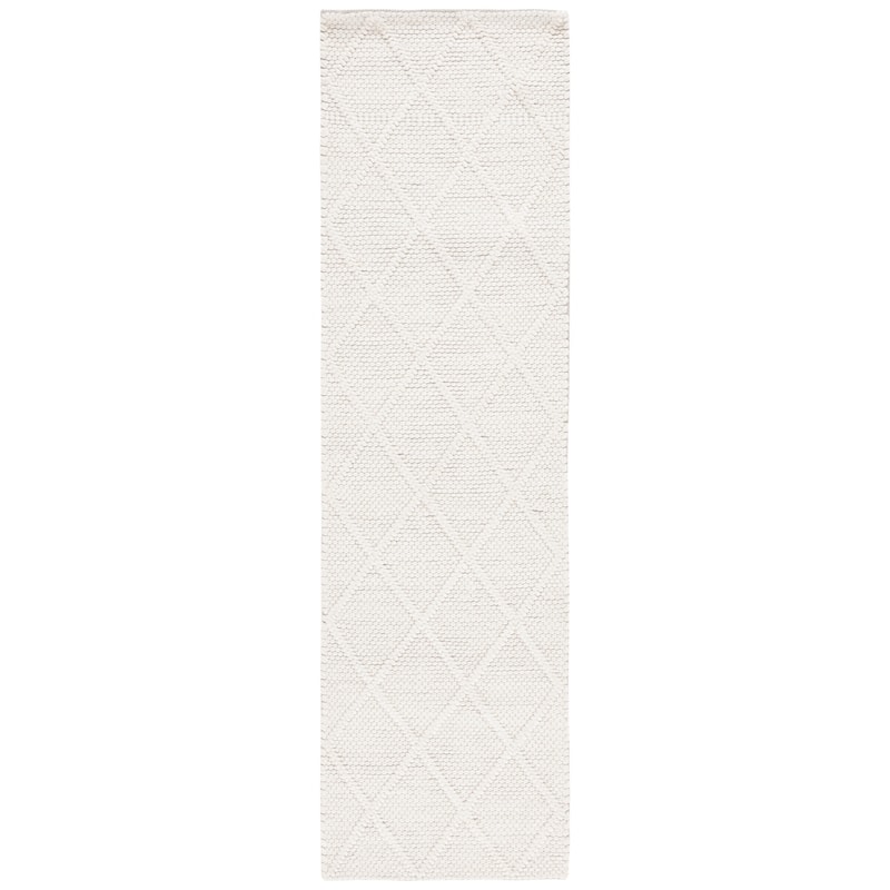 Lauren Ralph Lauren Handmade Millie Trellis Wool/Silk Rug - 2'3" x 12' Runner - Ivory/Ivory