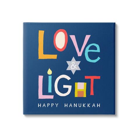 Stupell Industries Love & Light Modern Hanukkah Sentiment Typography Canvas Wall Art - Multi-Color